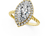 Yellow gold Marquise Halo Twisted Band Four-Prong Diamond Ring_20
