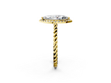 Yellow gold Marquise Halo Twisted Band Four-Prong Diamond Ring_21