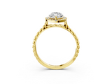 Yellow gold Marquise Halo Twisted Band Four-Prong Diamond Ring_22