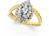 Yellow gold Marquise Halo Twisted Band Four-Prong Ring_46