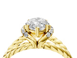 Yellow gold Marquise Halo Twisted Band Four-Prong Ring_49