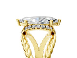 Yellow gold Marquise Halo Twisted Band Four-Prong Ring_50