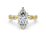 Yellow gold Marquise Milgrain Bezel Diamond Engagement Ring with Solitaire Prong Setting_200