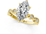 Yellow gold Marquise Milgrain Bezel Diamond Engagement Ring with Solitaire Prong Setting_201