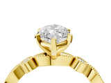 Yellow gold Marquise Milgrain Bezel Diamond Engagement Ring with Solitaire Prong Setting_204
