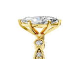 Yellow gold Marquise Milgrain Bezel Diamond Engagement Ring with Solitaire Prong Setting_205
