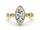 Yellow gold Marquise Milgrain Marquise Diamond Twist Band Ring_39
