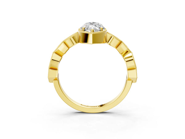 Yellow gold Marquise Milgrain Marquise Diamond Twist Band Ring