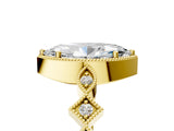 Yellow gold Marquise Milgrain Marquise Diamond Twist Band Ring_44
