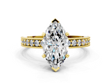 Yellow gold Marquise Milgrain Pave Diamond Engagement Ring with Four-Prong Setting_143