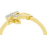Yellow gold Marquise Moissanite Cluster Bypass Ring with Prong Setting_10