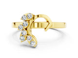 Yellow gold Marquise Moissanite Cluster Bypass Ring with Prong Setting_6
