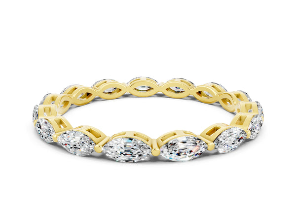 Yellow Gold Marquise Moissanite Shared Prong Full Eternity Wedding Band