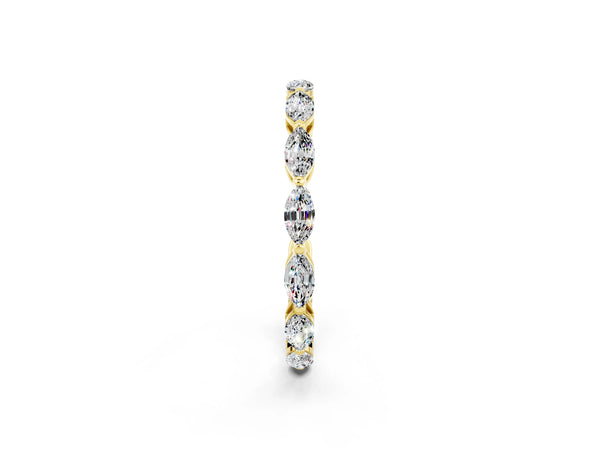 Yellow Gold Marquise Moissanite Shared Prong Full Eternity Wedding Band