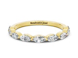 Yellow gold Marquise Moissanite Half Eternity Band with Prong Setting_28