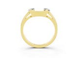 Yellow gold Marquise Moissanite Open Band Ring with Tension Setting_9