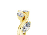 Yellow gold Marquise Moissanite Twisted Band with Prong Setting_11