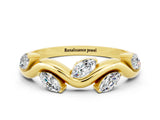 Yellow gold Marquise Moissanite Twisted Band with Prong Setting_6
