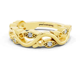 Yellow gold Marquise Moissanite Vine Eternity Band with Bezel Setting_6