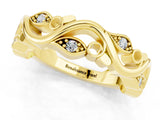 Yellow gold Marquise Moissanite Vine Eternity Band with Bezel Setting_7