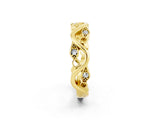 Yellow gold Marquise Moissanite Vine Eternity Band with Bezel Setting_8