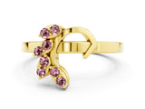 Yellow gold Marquise Morganite Cluster Bypass Ring with Prong Setting_6