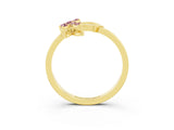 Yellow gold Marquise Morganite Cluster Bypass Ring with Prong Setting_9