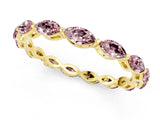 Yellow gold Marquise Morganite Eternity Band with U-Prong Setting_13