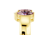 Yellow gold Marquise Morganite Open Band Ring with Tension Setting_11