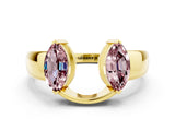 Yellow gold Marquise Morganite Open Band Ring with Tension Setting_6