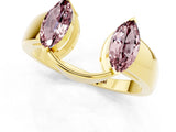 Yellow gold Marquise Morganite Open Band Ring with Tension Setting_7