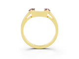 Yellow gold Marquise Morganite Open Band Ring with Tension Setting_9
