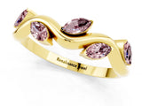 Yellow gold Marquise Morganite Twisted Band with Prong Setting_7