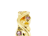 Yellow gold Marquise Morganite Vine Eternity Band with Bezel Setting_11