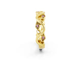 Yellow gold Marquise Morganite Vine Eternity Band with Bezel Setting_8