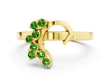 Yellow gold Marquise Peridot Cluster Bypass Ring with Prong Setting_6
