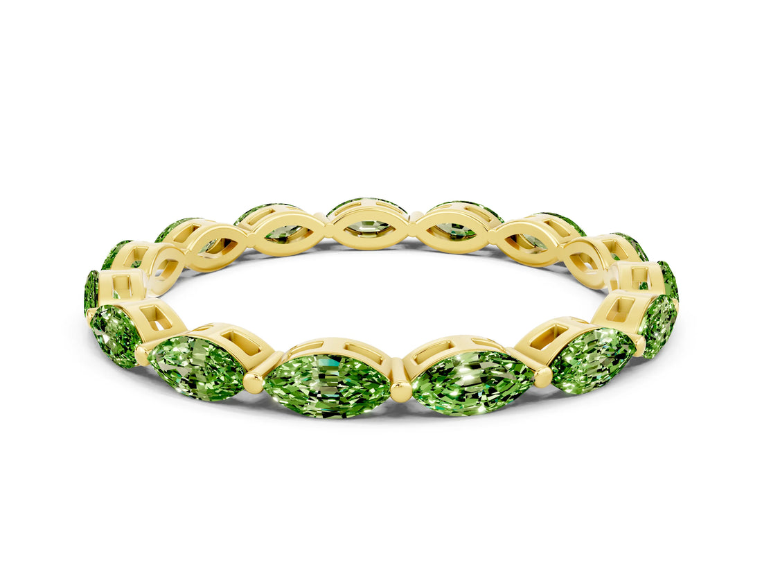 Yellow gold Marquise Peridot Eternity Band with U-Prong Setting_12