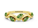 Yellow gold Marquise Peridot Twisted Band with Prong Setting_6