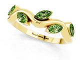 Yellow gold Marquise Peridot Twisted Band with Prong Setting_7
