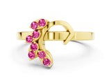 Yellow gold Marquise Pink Sapphire Cluster Bypass Ring with Prong Setting_18