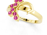 Yellow gold Marquise Pink Sapphire Cluster Bypass Ring with Prong Setting_19