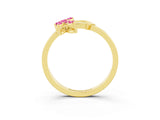 Yellow gold Marquise Pink Sapphire Cluster Bypass Ring with Prong Setting_21