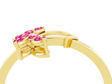 Yellow gold Marquise Pink Sapphire Cluster Bypass Ring with Prong Setting_22