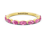 Yellow gold Marquise Pink Sapphire Half Eternity Band with Prong Setting_18