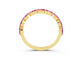 Yellow gold Marquise Pink Sapphire Half Eternity Band with Prong Setting_21