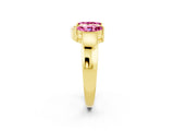 Yellow gold Marquise Pink Sapphire Open Band Ring with Tension Setting_20