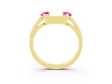 Yellow gold Marquise Pink Sapphire Open Band Ring with Tension Setting_21