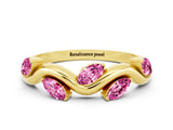 Yellow gold Marquise Pink Sapphire Twisted Band with Prong Setting_18