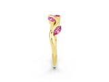 Yellow gold Marquise Pink Sapphire Twisted Band with Prong Setting_20