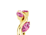 Yellow gold Marquise Pink Sapphire Twisted Band with Prong Setting_23